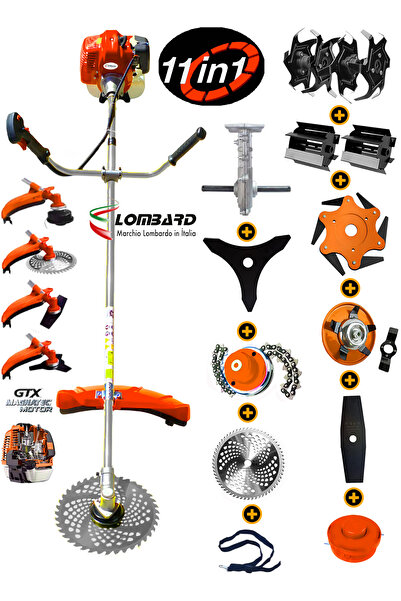 Cros LOMBARD İtalia Turbo 561 11 İn 1 FUL Set Yan Tipi Benzinli Tırpan + Topr...