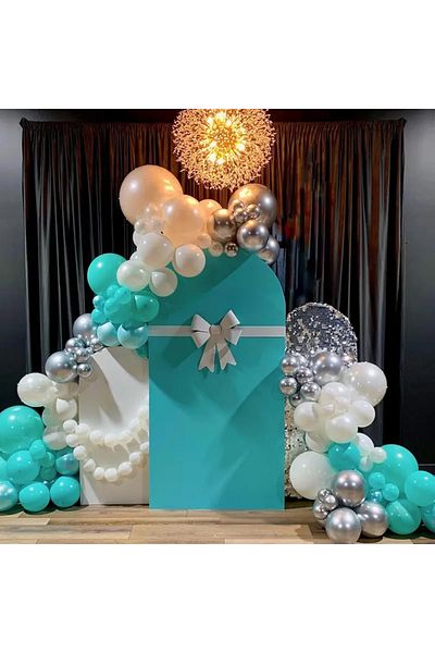 Balon marketi 60 Balloon Concepts Set – White, Turquoise and Silver Chrome 12 Inch