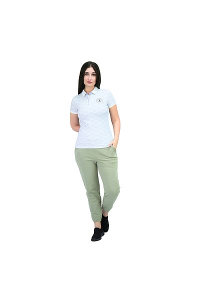 Giordano Women's Cotton Lycra Pique Polo Shirt, Classic Print, Slim Fit