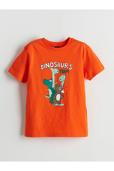 LC Waikiki Crew Neck Dinosaur Printed Boys' T-Shirt and Shorts