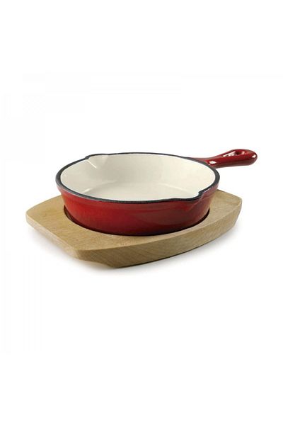 Lacor Red cast iron pot with wooden handle and stand, Magma Red, 275 ml