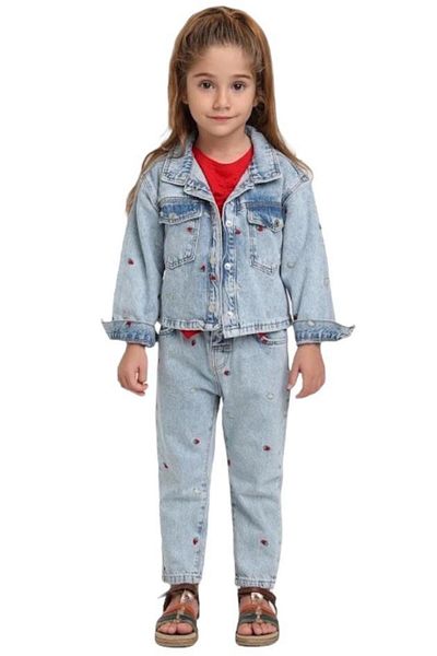 Escabel JACHETĂ JEANS BRODATĂ 01-05 ANI - ALBASTRU JEANS