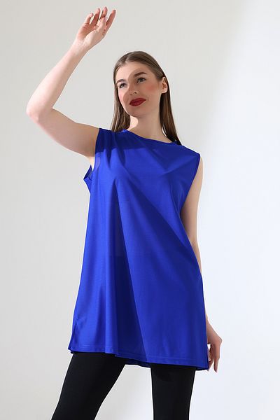 Talsmoda Tals Moda Blue Color Wide Fit Zero Sleeve Bulz & Tunic