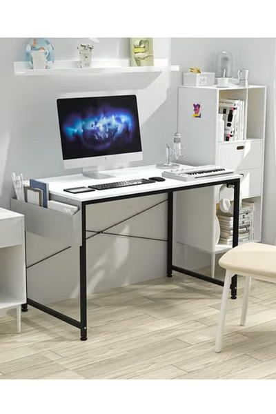 ALMUFARREJ Computer gaming desk table, black / White