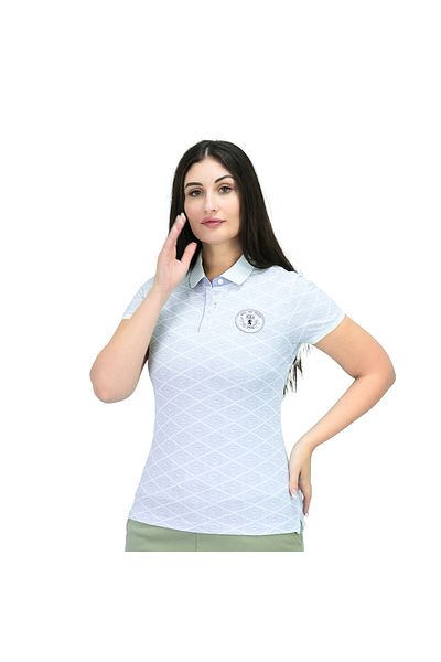 Giordano Women's Cotton Lycra Pique Polo Shirt, Classic Print, Slim Fit