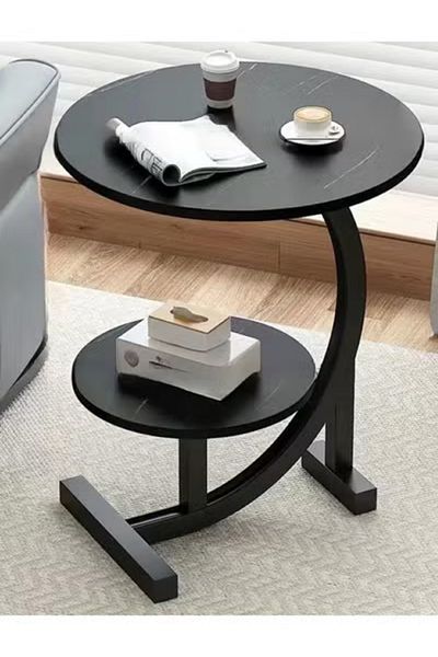 ALMUFARREJ Two-Tier Circular Tea and Coffee Side Table