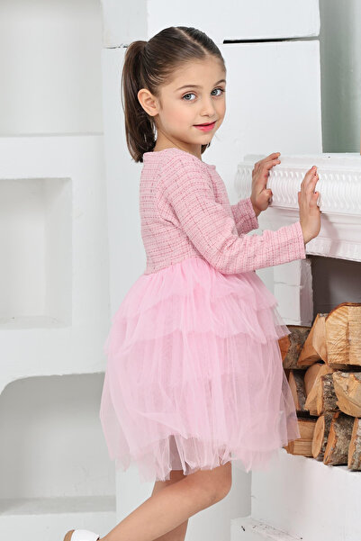 ANGELOS GIRLS Kız Çocuk Çift Kat Tüllü ve Fiyonklu Elbise 12172