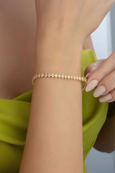 Vitastyle Zirkon Taşlı Mekik Model Su Yolu Çelik Bileklik