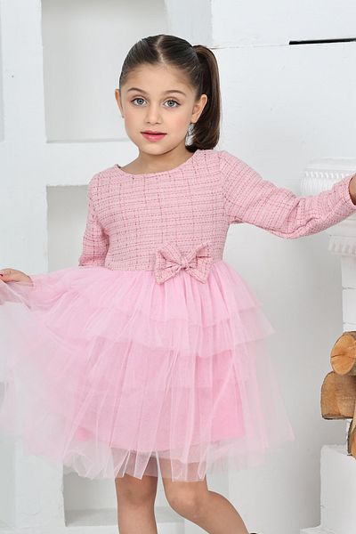ANGELOS GIRLS Rochie pentru fete din tul cu două straturi și fundă 12172