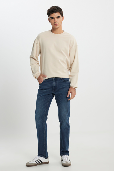 Lee Regular Fit Normal Kesim Normal Bel Düz Paça Daren Mavi Esnek Jean Denim Pantolon