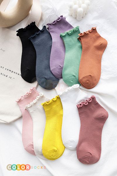 Color Socks 5 чифта дамски памучни чорапи с волани и дерби