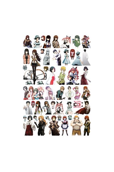 Ororabutik Σετ αυτοκόλλητων Anime Steins Gate 50 τμχ - Σετ αυτοκόλλητων Scrapbook Bullet Journal