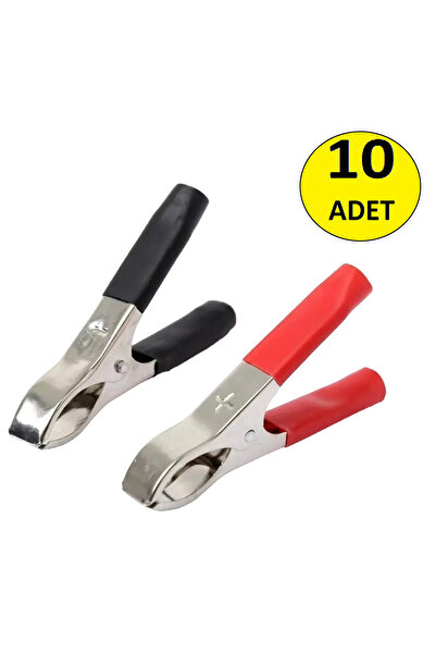 nelerbulurum 10 Adet Krokodil Akü Maşası Büyük Boy (100mm) Siyah * Kırmızı 5 ...