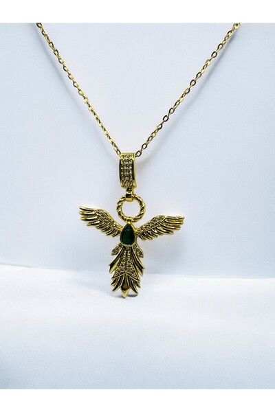 AU Accessories قلادة أنكا الحجر الأخضر