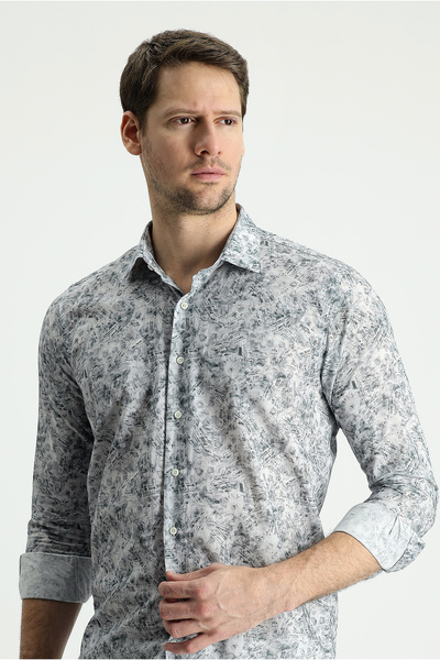 Kiğılı Cămașă din bumbac imprimată cu mânecă lungă, slim fit