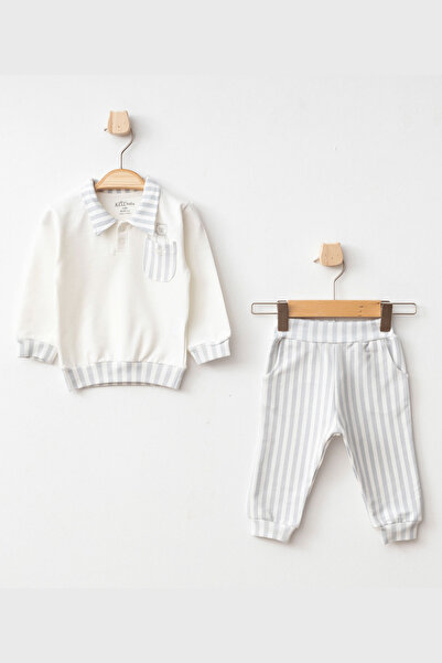 Aziz Bebe Cloud Bear Patterned 2-Piece Baby Set 3 Months - 36 Months