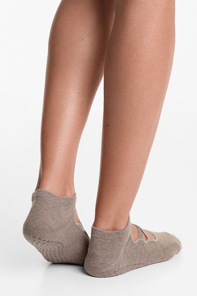 Oysho 2 pairs of cotton blend yoga and Pilates socks with crossover straps