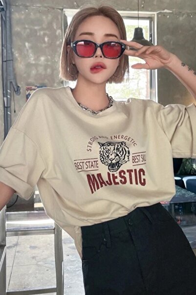 PERISENSE Γυναικείο Μπεζ Majestic Printed Oversize