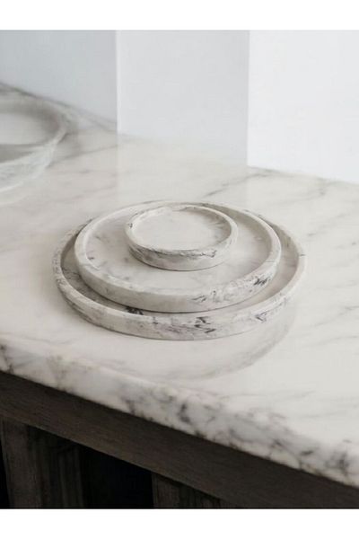 Trust Stone Комплект от 3 големи органайзера с мраморен шарен декоративен бетон