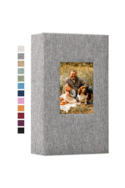 Choice ألبوم صور من الكتان باللون الرمادي يحتوي على 300 جيب لكتب الصور مقاس 4...