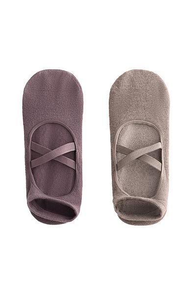Oysho 2 pairs of cotton blend yoga and Pilates socks with crossover straps