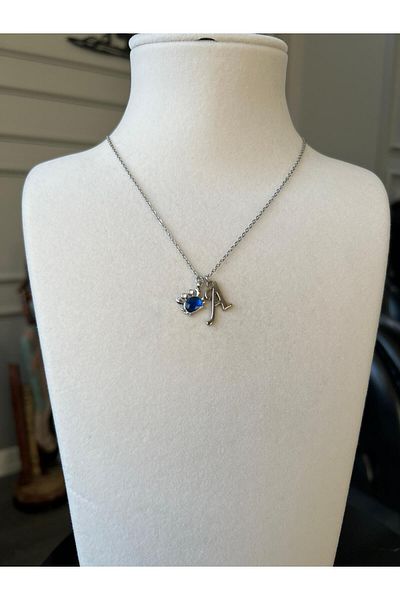 Store Letter a Necklace - with Crab Charm and Chain