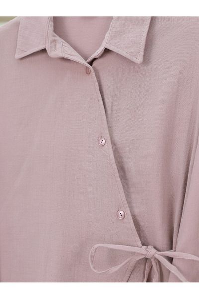 Modamorfo Cross Buttoned Double Laced Muslin Set - Powder