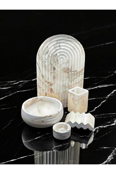 Trust Stone Σετ μπάνιου με θήκη για πετσέτες και θήκη οδοντόβουρτσας Marble Series