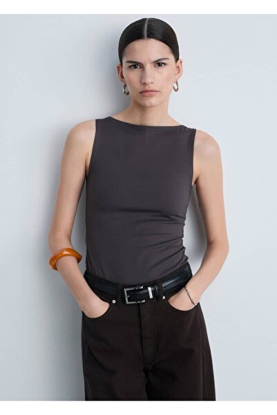 MANGO Woman Ζαρτιέρες μπλούζα με λαιμό καγιάκ