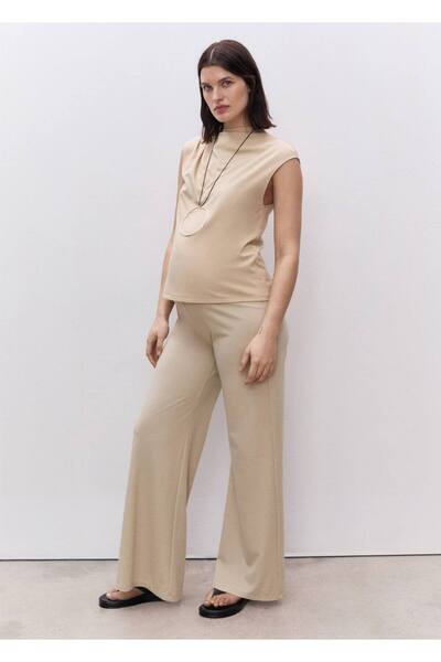 MANGO Woman İnce triko wideleg pantolon