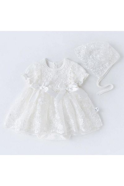 nannie Rochita Fetite Cu Caciulita Alba Paloma, 9-12 Luni, 70-75 Cm