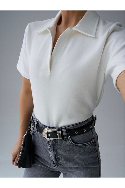 YouLikeButik Γυναικείο μπλουζάκι με κοντό μανίκι με λαιμόκοψη