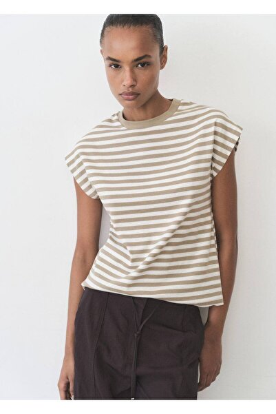 MANGO Woman Ριγέ κοντομάνικο μπλουζάκι