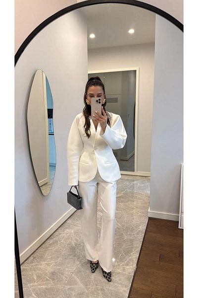 fmnbutik Pinterest - Equivalent Design Blazer, Palazzo Pants Double Stylish Trend Set