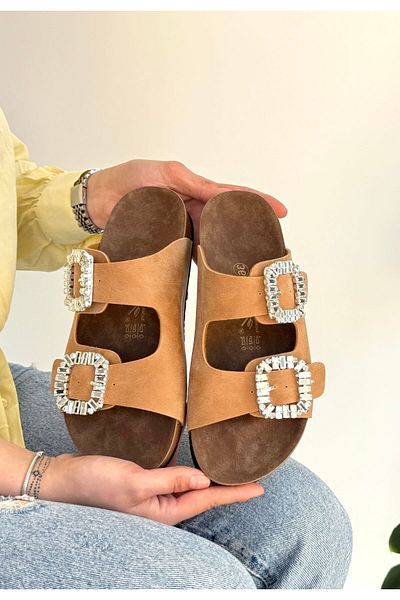 BESKAR Παντόφλες Nool Camel Nubuck