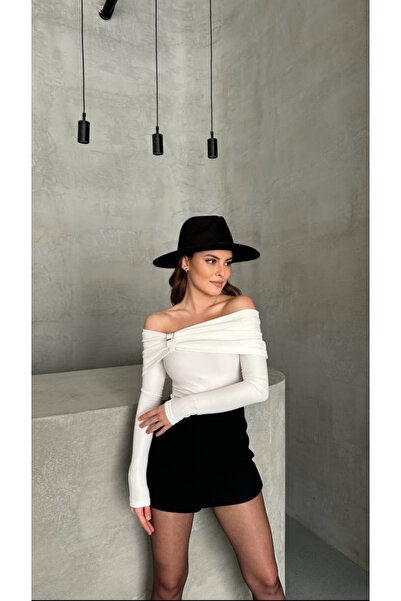 Safgiyim44 Women's Belt Detailed Madonna Collar Blouse