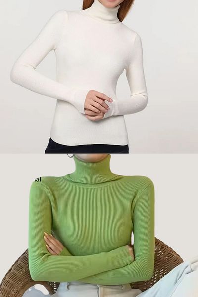 ZENCHES 3-Pack Ready - High-Top Seasonal Saving Cotton Turtleneck Slimfit Sweater