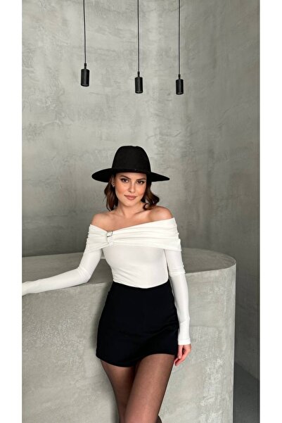 Safgiyim44 Women's Belt Detailed Madonna Collar Blouse