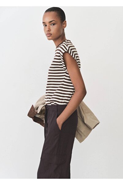 MANGO Woman Ριγέ κοντομάνικο μπλουζάκι