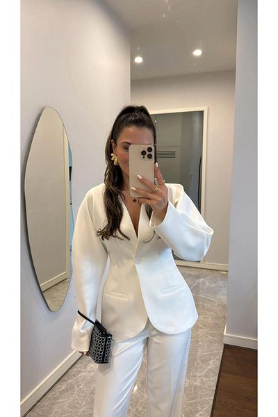 fmnbutik Pinterest - Equivalent Design Blazer, Palazzo Pants Double Stylish Trend Set