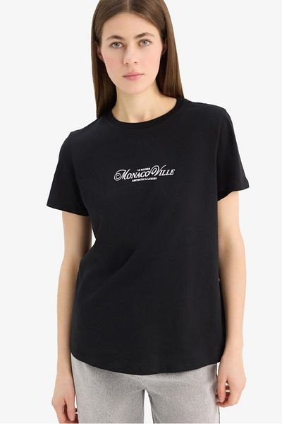 DeFacto Regular Fit Crew Neck Printed Combed Cotton Short Sleeve T-Shirt E2789Ax25Sp
