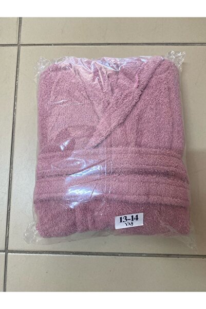 kapşonlu cepli kemerli çocuk bornozu