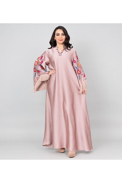 IKKXA Shimmer Detail Sleeves Embroidered Jalabiya