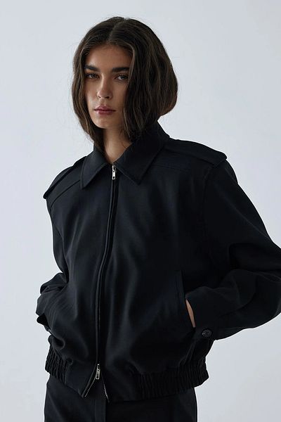 Suud Collection Bunda Black Cooper Crop Bomber