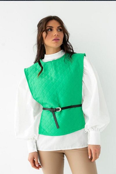 COTTONLAB Green Belted Shirt and Poncho Set