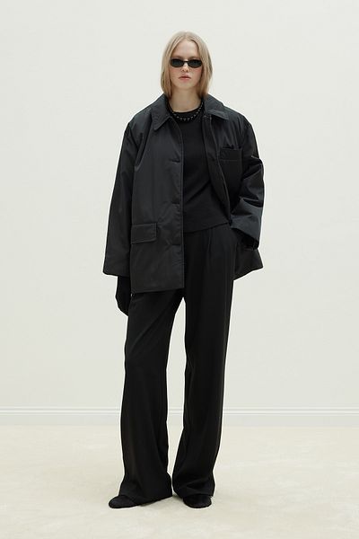 Suud Collection Black Cloud Shirt Collar Coat