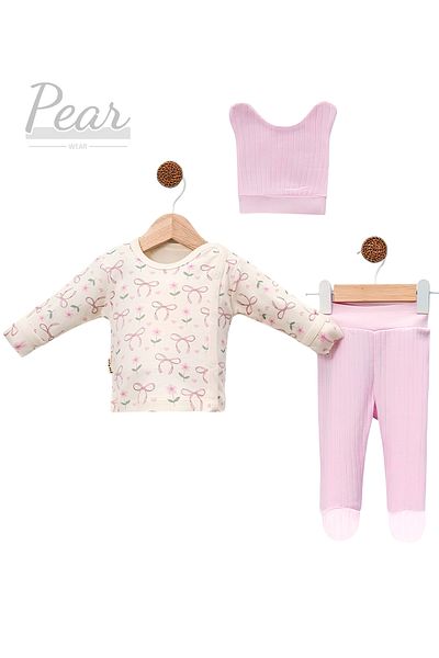 Pear Wear Baby Girl Floral Printed 3-Piece Hospital Release 100% Cotton Baby Set