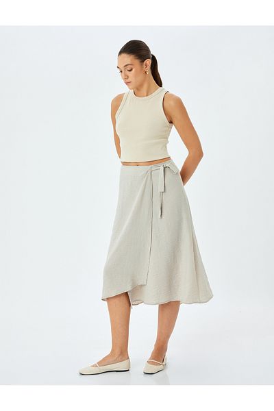 Koton New Season Midi Length Double Breasted Bell Skirt with Lacing Detail