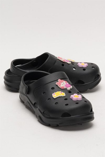 Liger Black Children's Slippers - Non-Slip Sole, for Sea, Beach and Pool