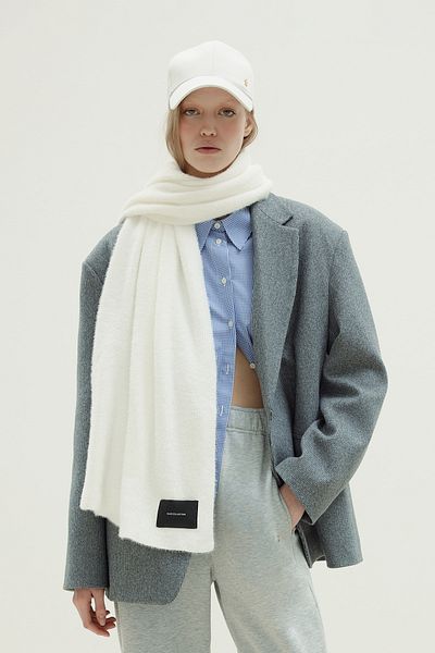 Suud Collection Ecru Soft Textured Wide Scarf